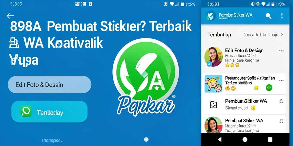 Tampilan antarmuka aplikasi 898A dengan fitur Pembuat Stiker WA.