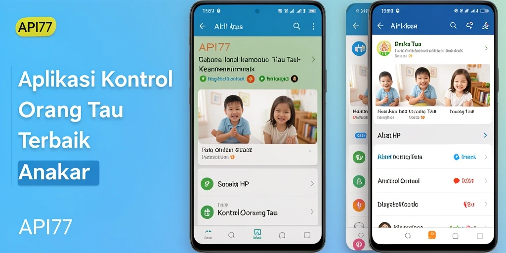 Antarmuka aplikasi API77 untuk kontrol orang tua yang intuitif dan mudah digunakan.