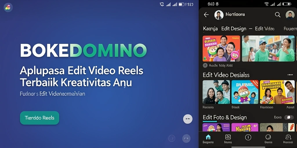 Tampilan antarmuka BOKEDOMINO untuk pengeditan video reels yang menarik.
