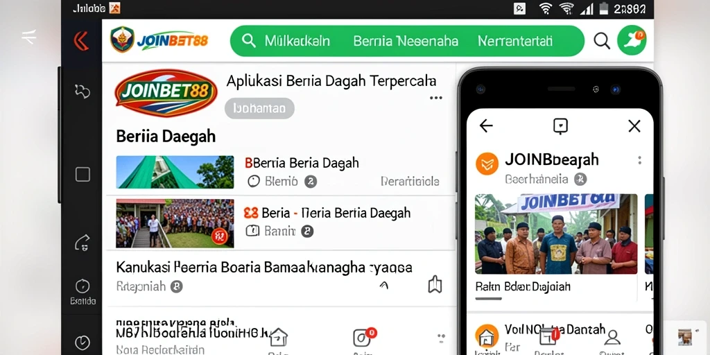 Antarmuka aplikasi JOINBET88 menampilkan berita daerah terkini dan terupdate.